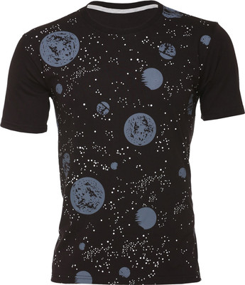 SHAUN Printed Men Round Neck Black T-Shirt