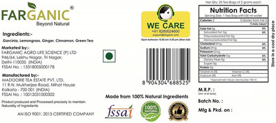 

FARGANIC tea Turmeric, Ginger Green Tea Bags(50 Bags, Box)