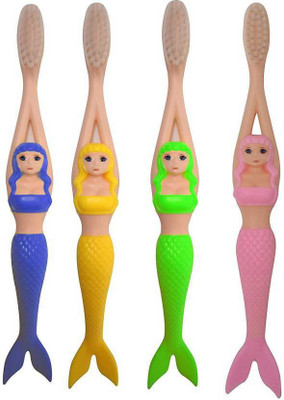 

BeautyQua Set of 4 Mermaid design Kids Toothbrush with Box made of soft Bristles Soft Toothbrush(Pack of 4)