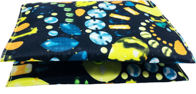 

Meher Collection Cosmetic Pouch(Multicolor), Mixed print;neon green button;neon green lining