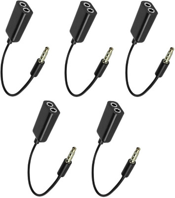 

OLECTRA Set of 5 Universal Audio Splitter 3.5 mm Headphone Splitter USB Adapter USB Adapter(Black)