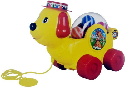 

F Z COLLECTIONS Pull Along Baby Dog With Moving Balls Inside(Multicolor)
