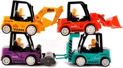 

Kidzfan Goods Transporter Friction Toy set | Pull Back Toys | Pack of 4 | Loader, JCB, Roller and Klift(Multicolor)