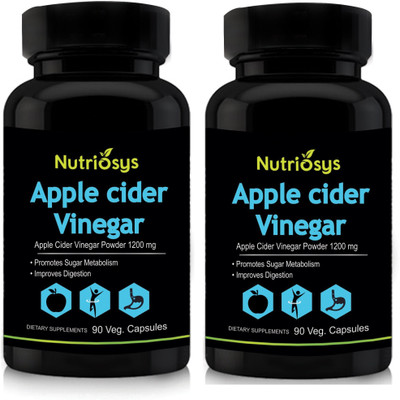 

Nutriosys Apple Cider Vinegar - 1200mg (180Veg Capsules)-pack of 2(180 No)