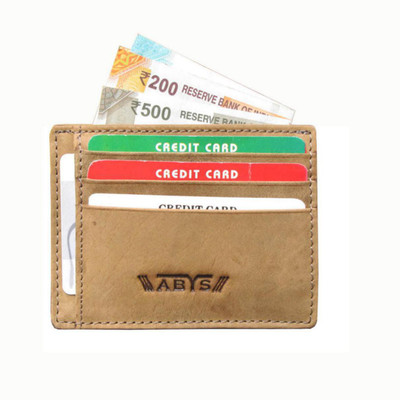 

ABYS Men Casual Beige Genuine Leather Card Holder(6 Card Slots), Tan