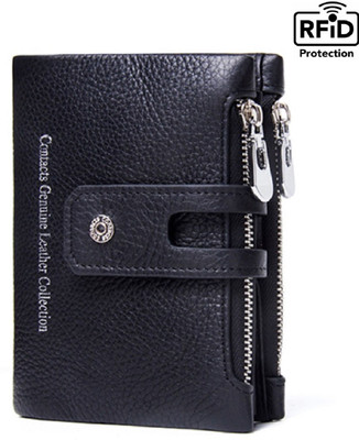

CONTACTS Men Black Genuine Leather Wallet(15 Card Slots)