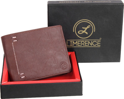 

LIMERENCE Men Casual Brown Genuine Leather Wallet(9 Card Slots)