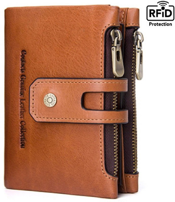 

CONTACTS Men Casual Tan Genuine Leather Wallet(15 Card Slots), Beige