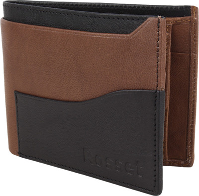 

R Men Casual Black, Brown Genuine Leather Wallet(5 Card Slots), Brown black