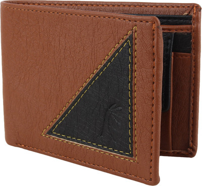 

Wooden Men Casual Tan Artificial Leather Wallet(3 Card Slots), Tan black