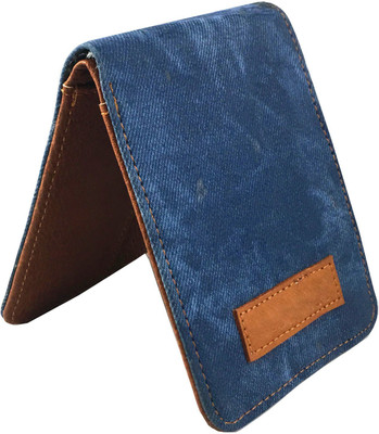 

rozvolt Men Multicolor Genuine Leather, Denim Wallet(6 Card Slots), Bluetan