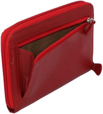 

ADAMIS Women Red Genuine Leather Wallet(11 Card Slots)