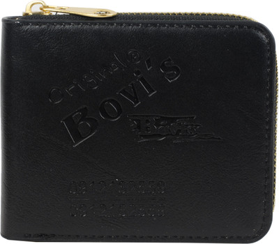 Bovi Men Casual Black Artificial Leather Wallet(3 Card Slots)