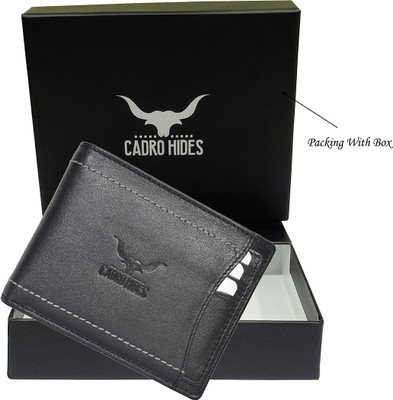 

cadro hides Men Casual Black Genuine Leather Wallet(6 Card Slots)