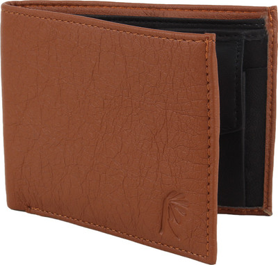 

Wooden Men Casual Tan Artificial Leather Wallet(3 Card Slots), Tan black