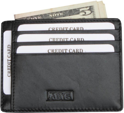 

ABYS Men Casual Black Genuine Leather Card Holder(6 Card Slots)