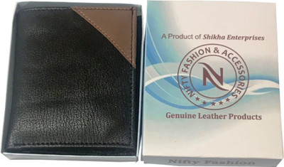 

Nifty Fashion Men Black Genuine Leather Wallet(3 Card Slots), Black;multicolor