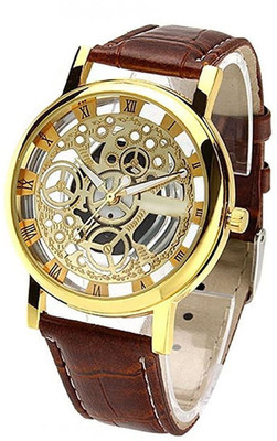 

SAM Transparent Gold Analogue Dial And Brown Leather Belt Watch Watch - For Men