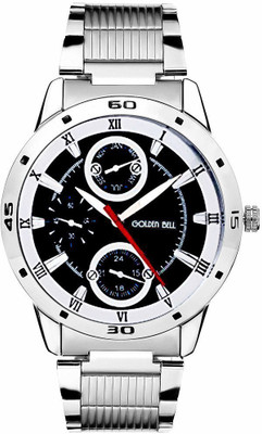 

Golden Bell GB1187SM01 Stunning Silver stainless Steel Chain watch in black color dial for men & boys Watch - For Men