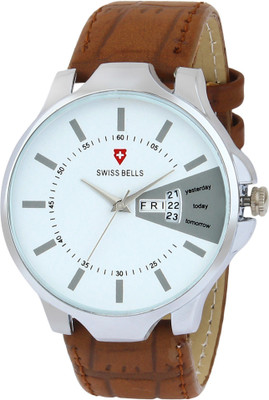 

Svviss Bells 1053SB Original White Dial Brown Leather Strap Day and Date Multifunction Chronograph Wrist Watch for Men - SB-1053 Watch - For Men