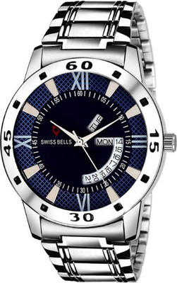

Svviss Bells 1018SB Original Blue Dial Silver Steel Chain Day and Date Multifunction Chronograph Wrist Watch - For Men