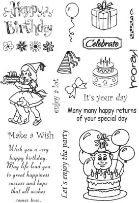 ELEGANZA Clear Happy Birthday Rubber stamp craft Size 104 mm x 150 mm
