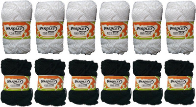 

yardley Hand Knitting Art Craft Soft Fingering Crochet Hook Yarn, Needle Knitting Thread for Wool Ball Hand Knitting Art Craft Soft Fingering Crochet Hook Yarn, Needle Knitting Thread Dyed Black Pack of 6 White Black of 6
