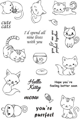 ELEGANZA Clear Cats Rubber stamp craft Size 104 mm x 150 mm