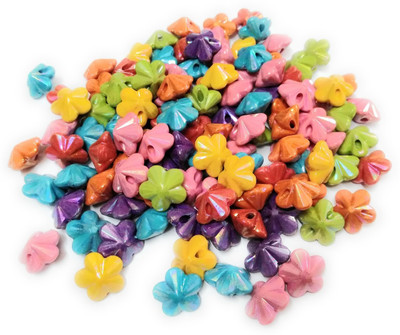 

Medonna shoppe Multicolour Flower shaped Acrylic beads for creative jewellery making, kids craft works, pack of 100 nos