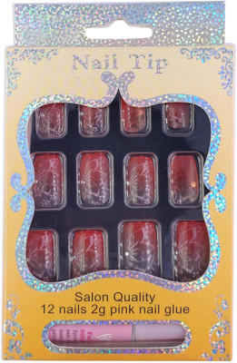 

One Personal Care Butterfly Wings Print Salon Quality (Nail Glue Inclusive) UBB168-03 Orange, Purple Tint(Pack of 12)