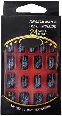 

One Personal Care Crown Print Designer Nails (Glue Inclusive) UBB165-0 Black(Pack of 24)
