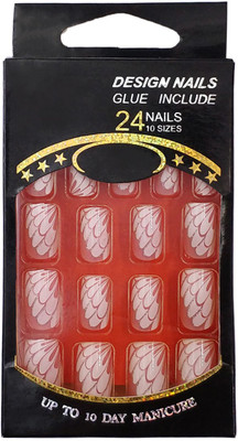 

One Personal Care Flight Feather Designer Nails (Glue Inclusive) UBB165-06 Cream(Pack of 24)