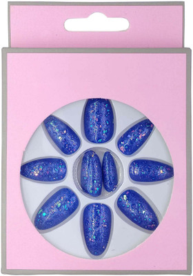 

One Personal Care Artificial nails with Studded Rhinestone Flakes UBB171-09 Royal Blue(Pack of 12)