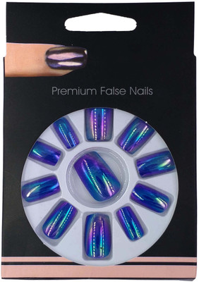 

One Personal Care Premium False Nails | Chrome Finish UBB172-010 Royal Blue(Pack of 12)