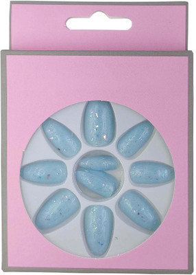

One Personal Care Artificial nails with Studded Rhinestone Flakes UBB171-01 Turquoise Blue(Pack of 12)