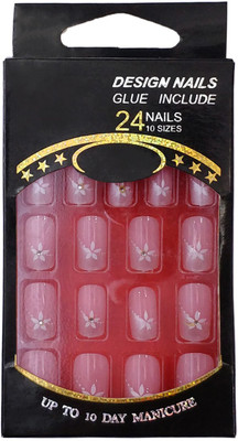 

One Personal Care Lily Inspired Diamond Studded Designer Nails (Glue Inclusive) UBB165-07 Pink(Pack of 24)