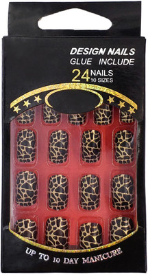 

One Personal Care Designer Nails (Glue Inclusive) UBB165-03 Black, Gold(Pack of 24)