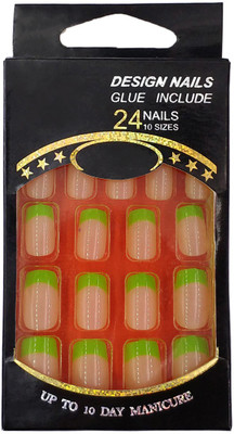 

One Personal Care Designer Nails (Glue Inclusive) UBB165-010 Peach, Green(Pack of 24)