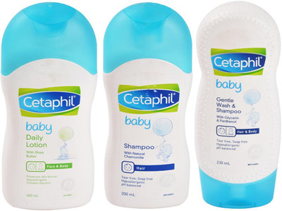 

Cetaphil Baby Daily Lotion, 400 ml, Baby Shampoo, 200 ml, Baby Shampoo and Wash, 230 ml(White)