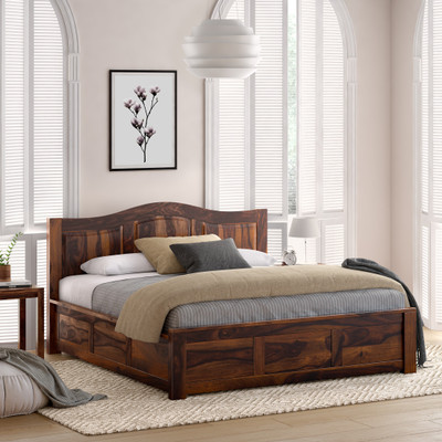 Flipkart Perfect Homes PureWood Sheesham King Box Bed(Finish Color - Walnut)