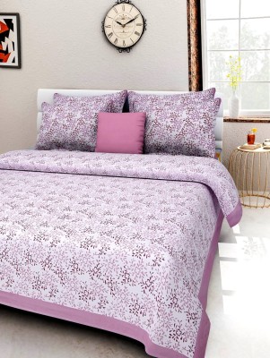 Crafts Bazzar 120 TC Cotton Double Floral Flat Bedsheet(Pack of 1, Pink)