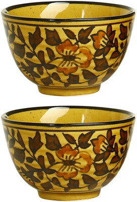 

caffeine Katori Dessert Bowl Stoneware in Mustard Leaf (Set of 2) Ceramic Bowl Set(Brown, Pack of 2)
