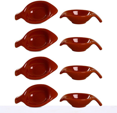 

caffeine Dip and Sauce Diva Serving Bowl in Brown Glossy (Set of 8) Ceramic Bowl Set(Brown, Pack of 8)