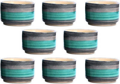 

caffeine Dip and Sauce Round in Seagreen and Grey Studio (Set of 8) Ceramic Bowl Set(Green, Grey, Pack of 8)