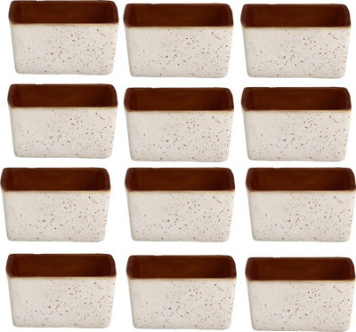 

caffeine Dip and Sauce in Cream and Brown Matte (Set of 12) Stoneware Bowl Set(White, Pack of 12)