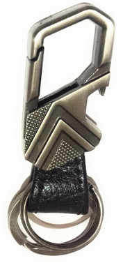 

Aura Imported Leather & Metal Bottle Opener Hook Locking Key Chain(Black)