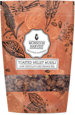 

Monsoon Harvest Toasted Millet Muesli, Dark Chocolate and Orange Peel, 250g(250 g, Pouch)