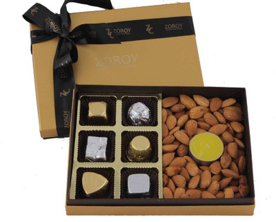

Zoroy Luxury Chocolate Diwali Box of 6 Chocolate and dry Fruits Fudges(220 g)