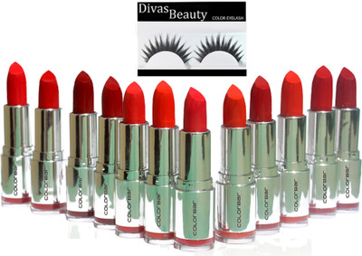 

Divas Beauty Eyelashes, Velvet Matte Finish Lipsticks (Pack Of 12)(Set of 13)