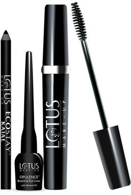 Lotus Make-up Eye Love Kit ( Ecostay Kajal + Eye Liner + Opulence )(Set of 3)